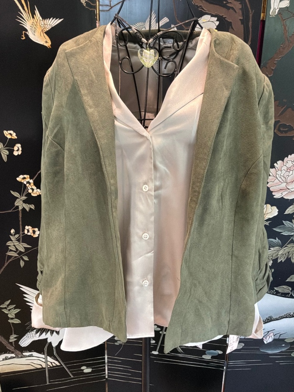 🌿 NWT Dress Barn Sage Collarless Open Front Jacket 🌿